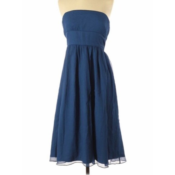 J Crew Dress Size 4 Small S Blue Silk New NWT Strapless RARE HTF GORGEOUS - Picture 1 of 2